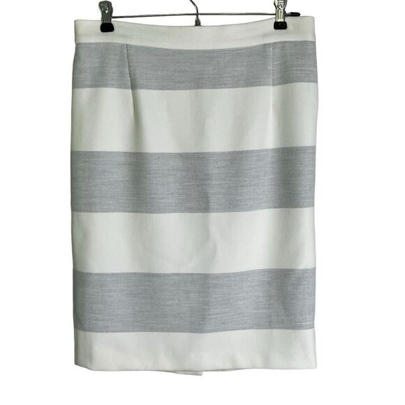 J. McLaughlin Dresses & Skirts - J. McLaughlin Sz 12 Skirt Straight Pencil High Waist Soft Knit Ivory Gray Stripe